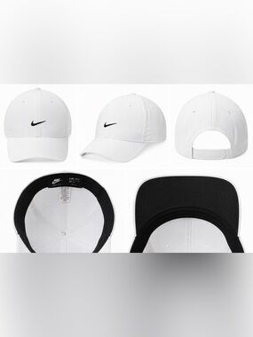 Nike Dri-FIT Club Cap White Black Swoosh L/XL Baseball Golf Athletic Hat